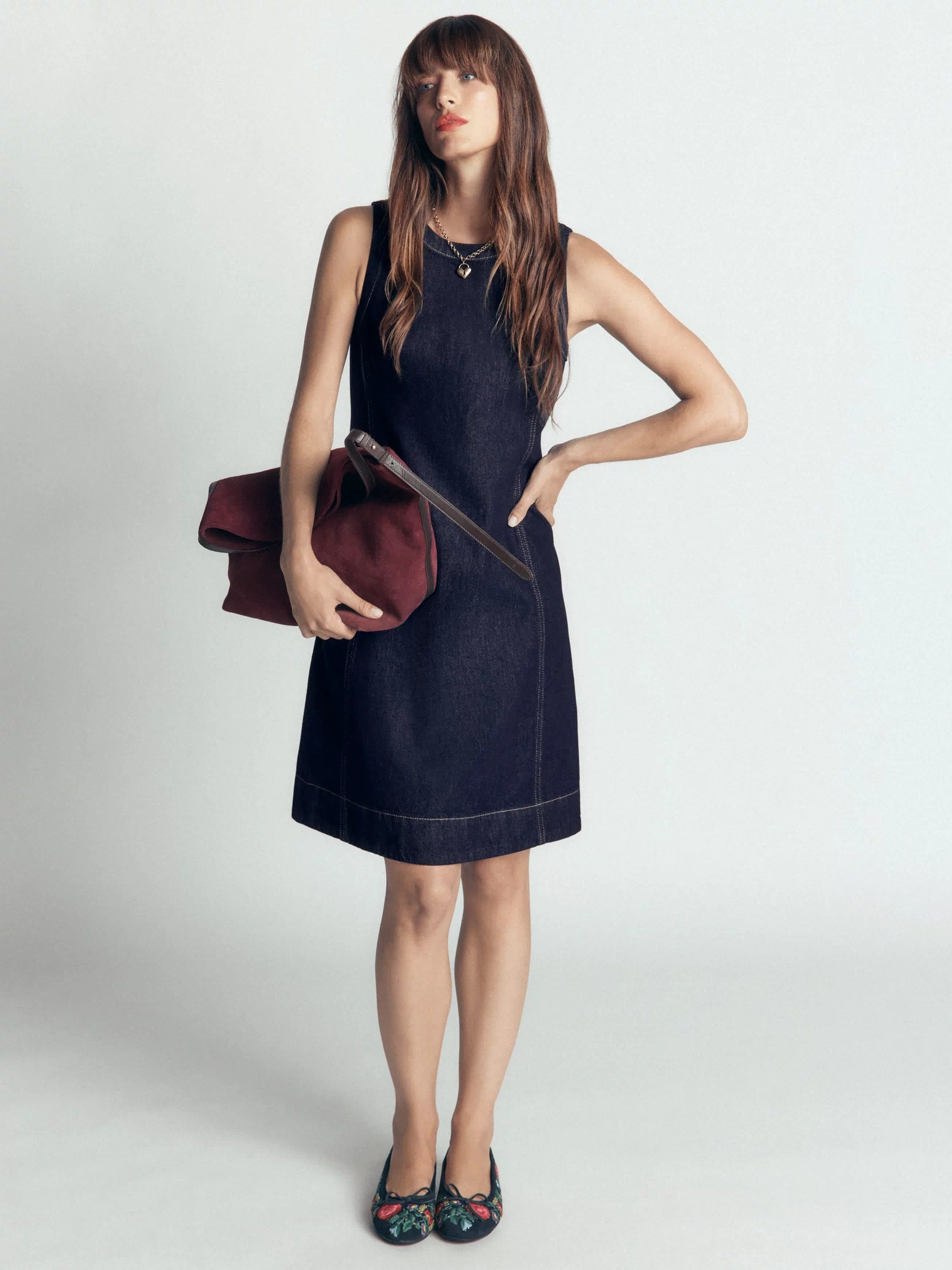 Lou Denim Shift Dress-Indigo Denim