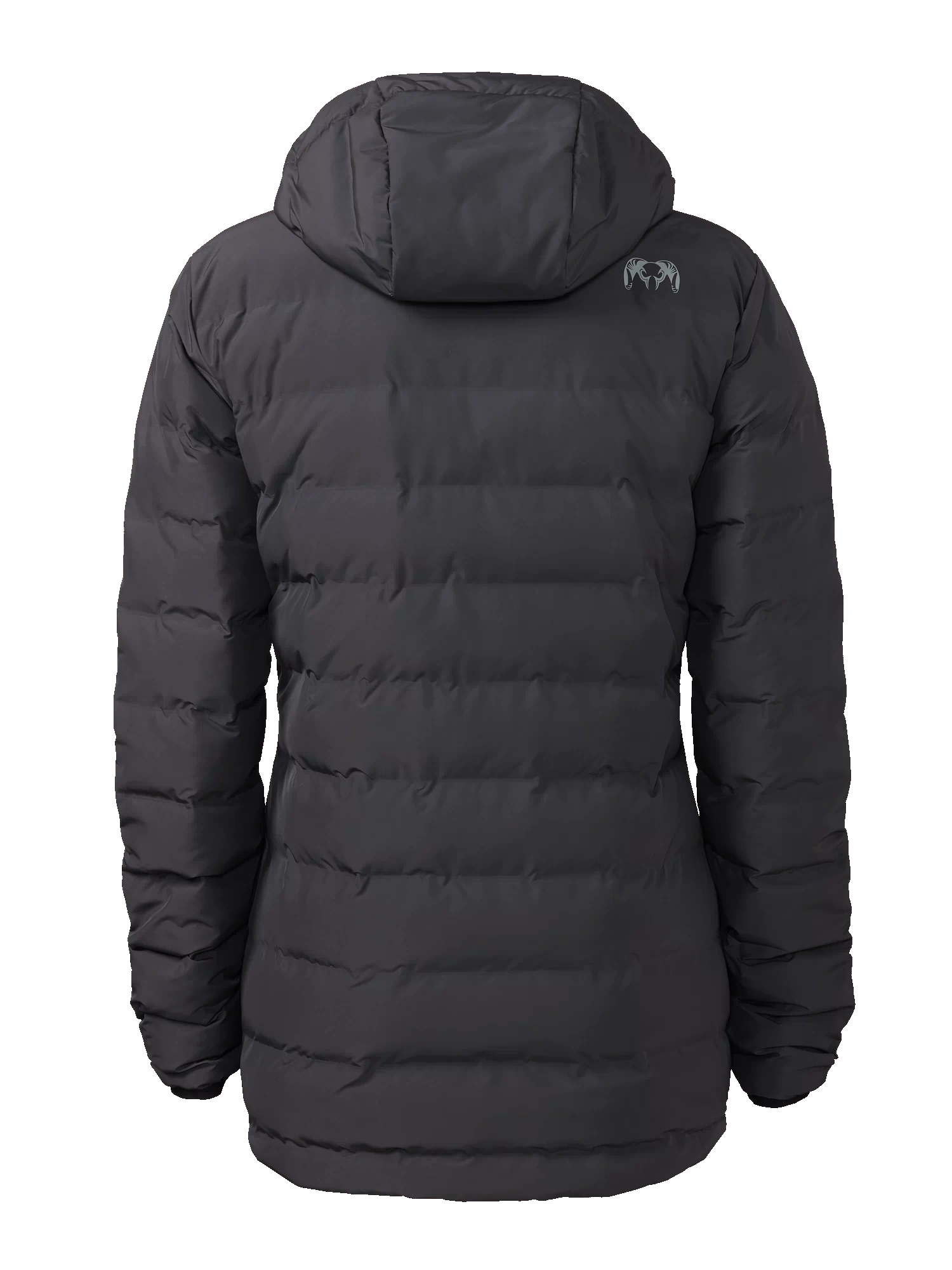 Back of Women's Elements Hooded Jacket in Gunmetal Grey
