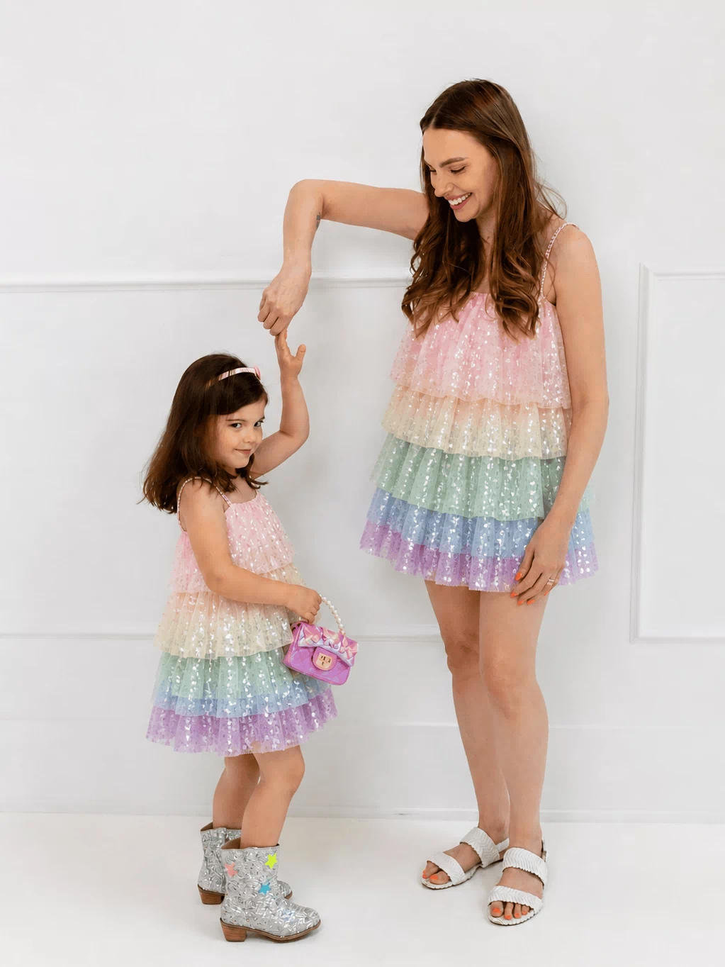lola-new-arrival Dress Rainbow Sequin Tiered Dress – Teen/Women