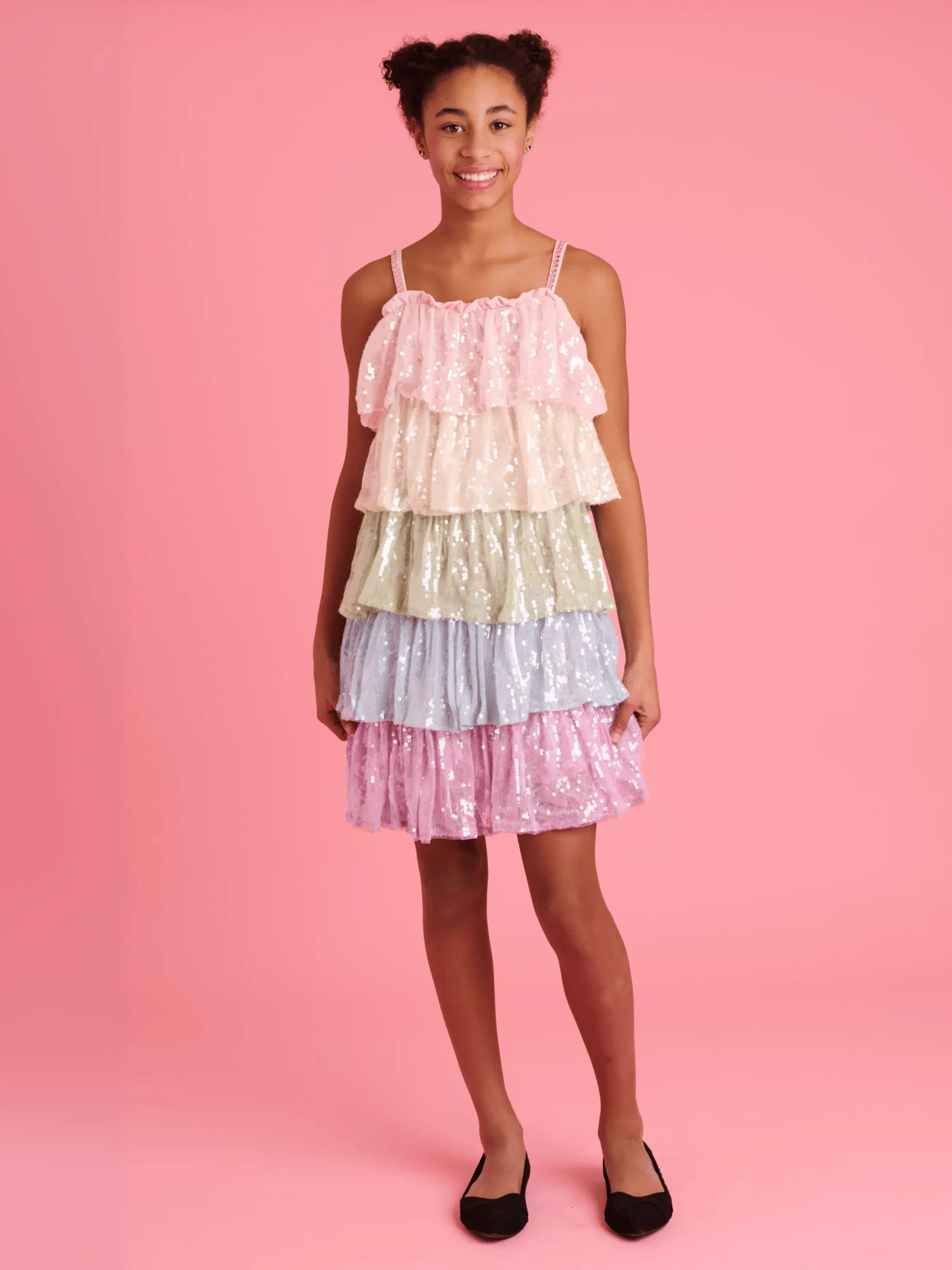 lola-new-arrival Dress Rainbow Sequin Tiered Dress – Teen/Women