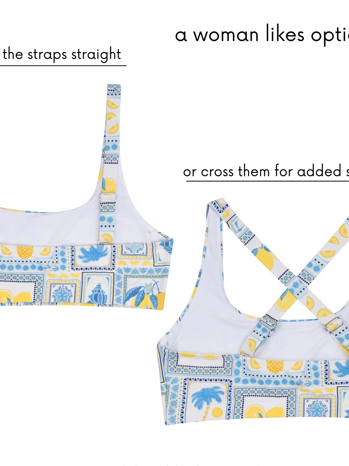 Women's Scoop Neck Bikini Top | "Mediterranean Lemons"-SwimZip UPF 50+ Sun Protective Swimwear & UV Zipper Rash Guards-pos6