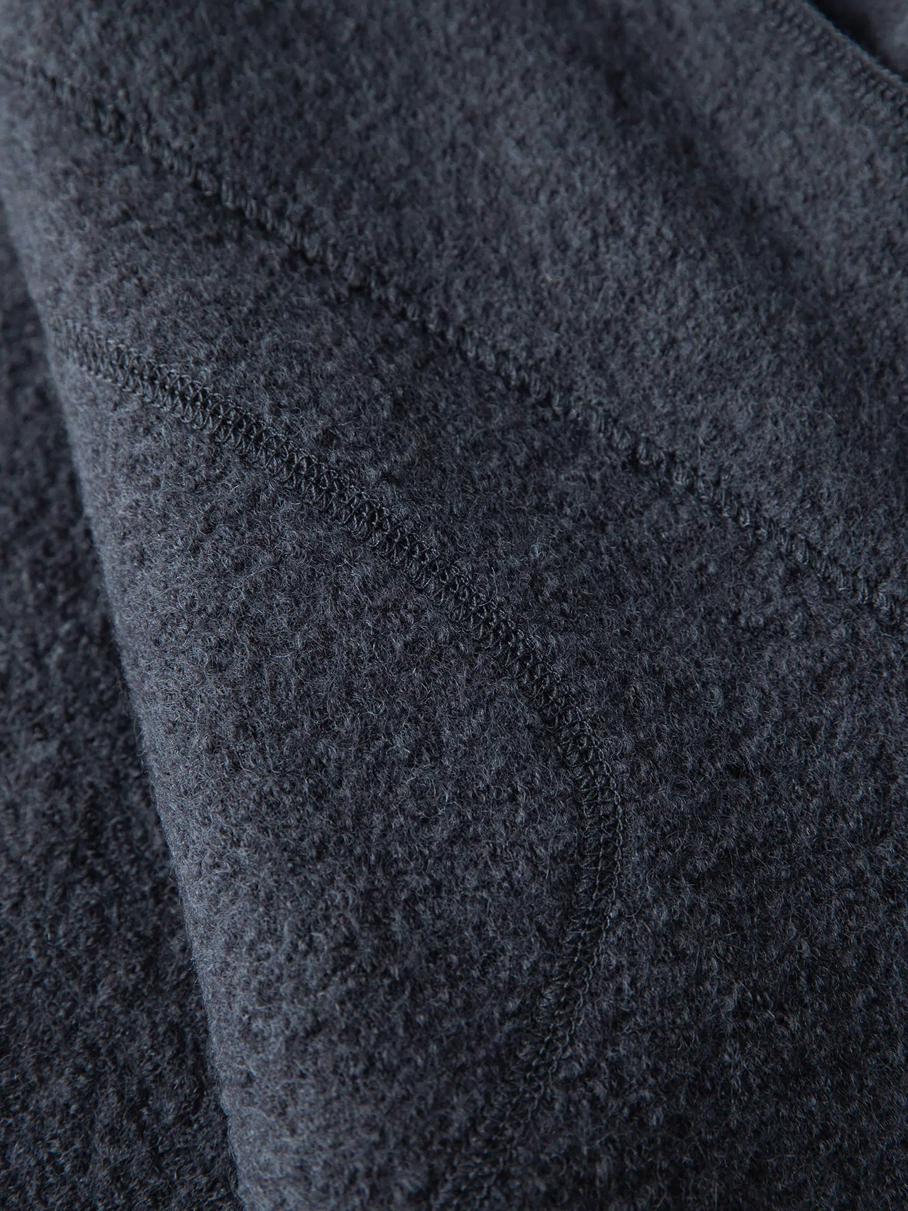 Gray felted wool chore coat textured fabric panel close-up