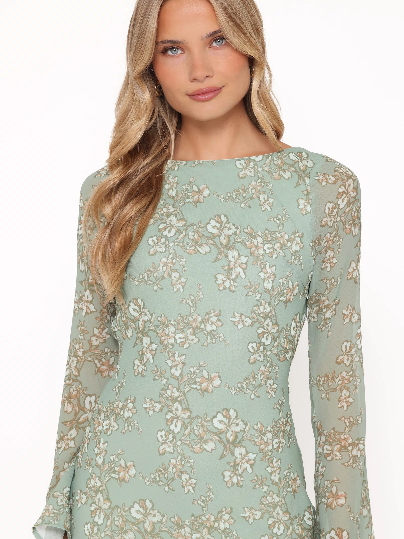Petal and Pup USA DRESSES Yolanda Long Sleeve Maxi Dress - Sage Green Floral