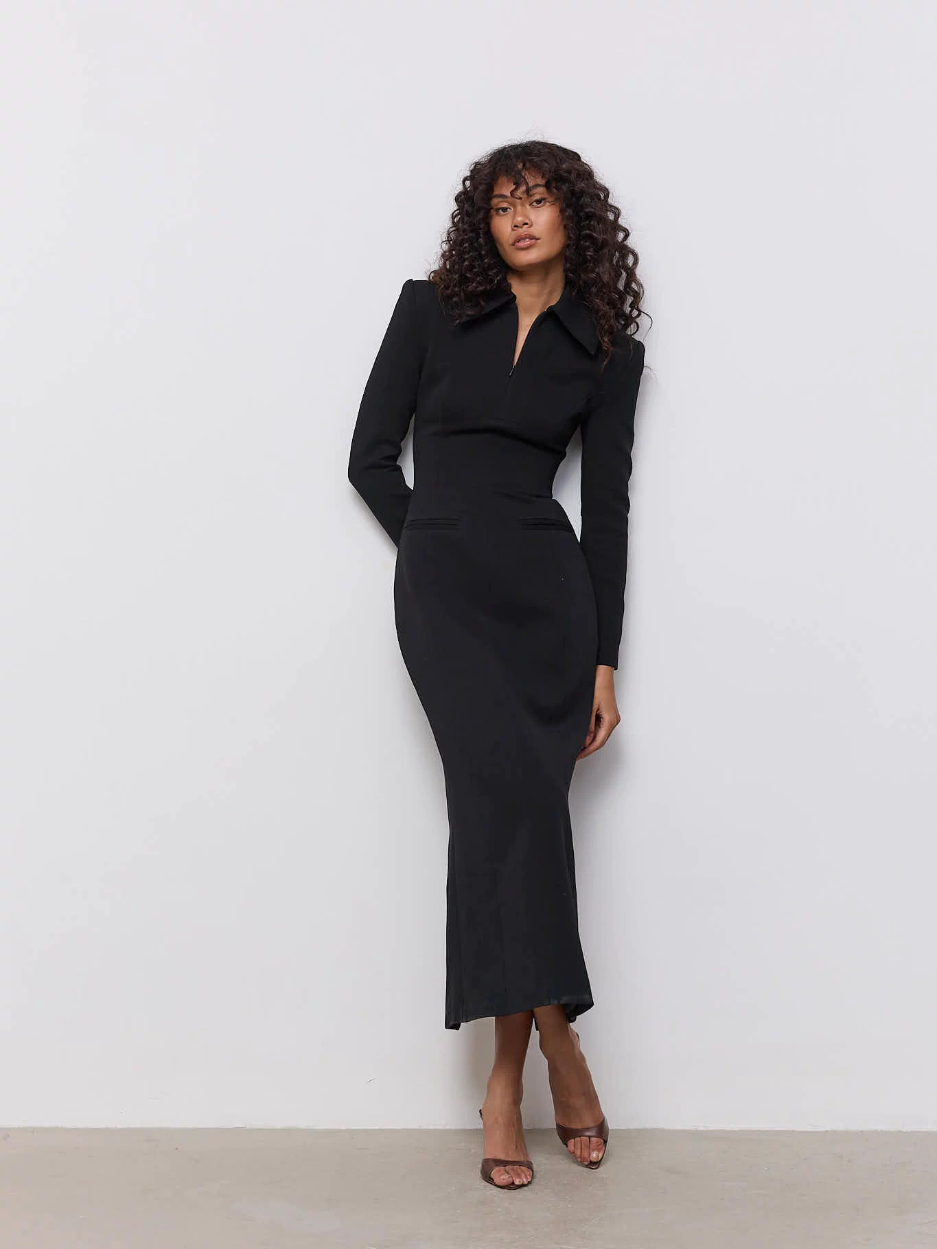 Zip Detail Midi Dress